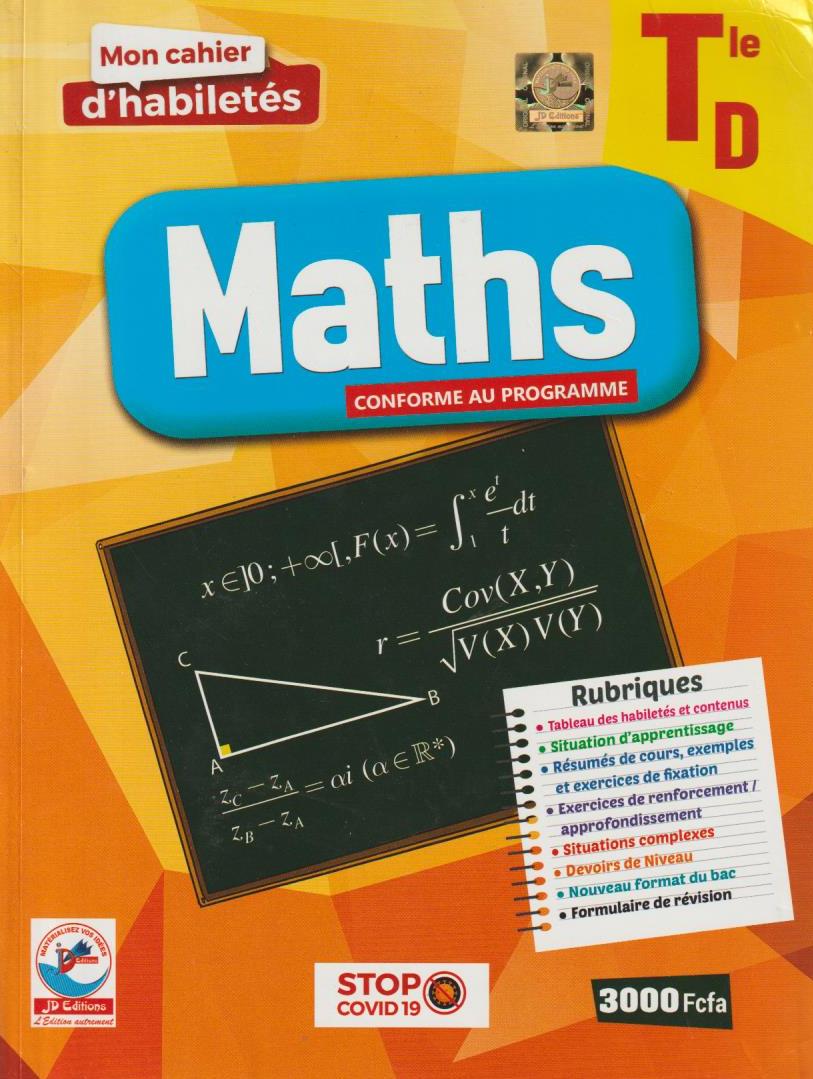 Tle D Mon Cahier d'Habiletés MATHS - JD Editions